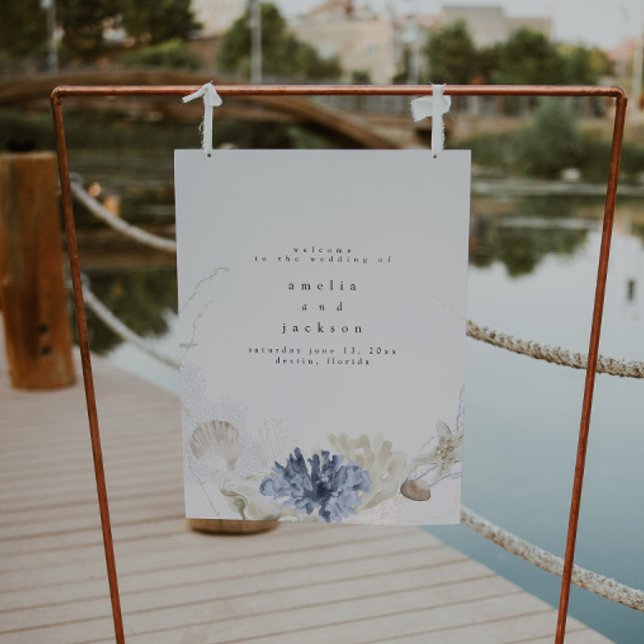 Elegant Dusty Beach Wedding Welcome Sign (Creator Uploaded)