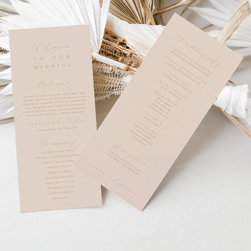 Elegant Dusty Beige Pink Wedding Ceremony Program