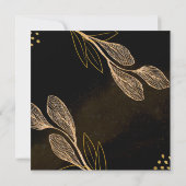 Elegant Dusty Black Gold Flower Bridal Shower Invitation (Back)