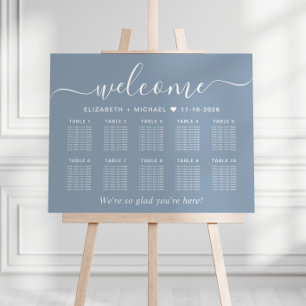 Elegant Dusty Blue 10 Table Wedding Seating Chart Foam Board