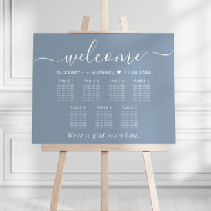 Elegant Dusty Blue 7 Table Wedding Seating Chart Foam Board