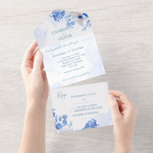 Elegant Dusty Blue All-In-One Wedding Invite Suite