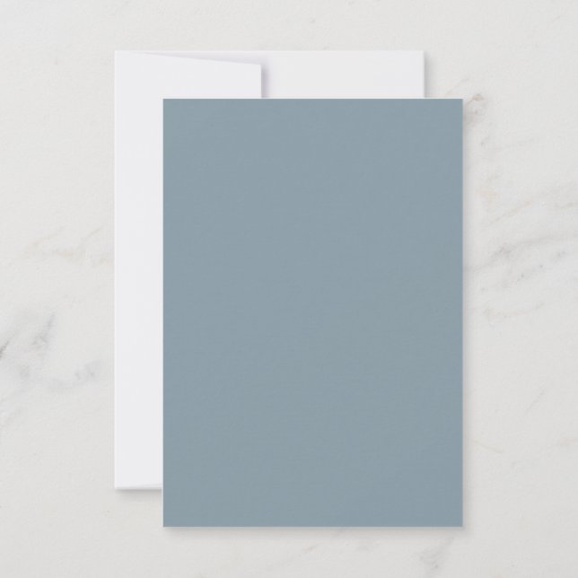 Elegant Dusty Blue and Gold Wedding Details Card (Back)