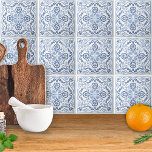 Elegant Dusty Blue and White  Ceramic Tile<br><div class="desc">This elegant dusty blue and white ceramic tile is perfect for a kitchen backsplash or as a bathroom accents.</div>