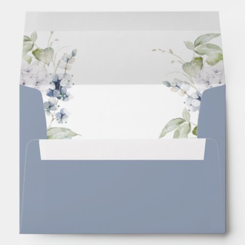 Elegant Dusty Blue and White Floral Wedding Envelope