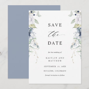  Elegant Dusty Blue and White Floral Wedding Save The Date