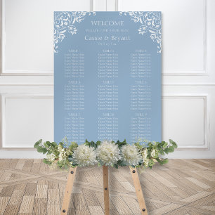 Elegant Dusty Blue and White Wedding Seating Chart Foam Board