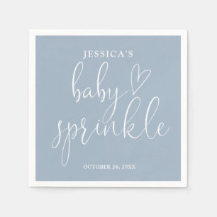 Elegant Dusty Blue Baby Sprinkle Shower Napkins