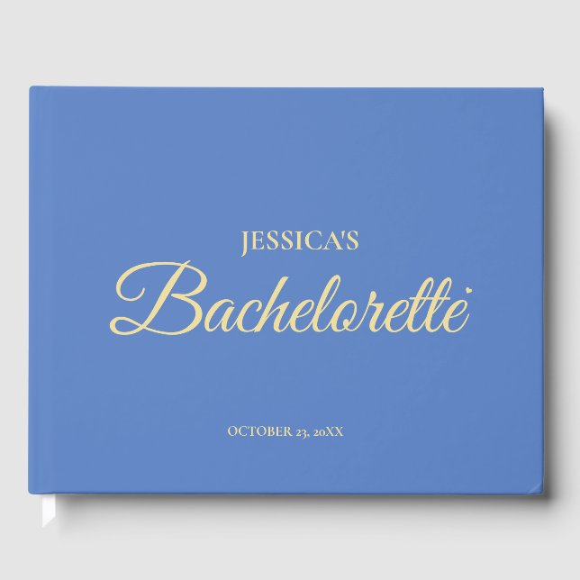 Elegant Dusty Blue Bachelorette Party Guest Book (Front)