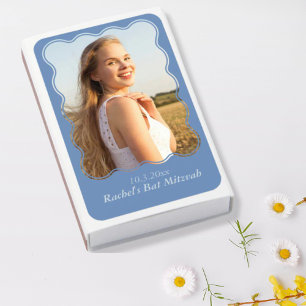 Elegant Dusty Blue Bat Mitzvah Favor Matchboxes