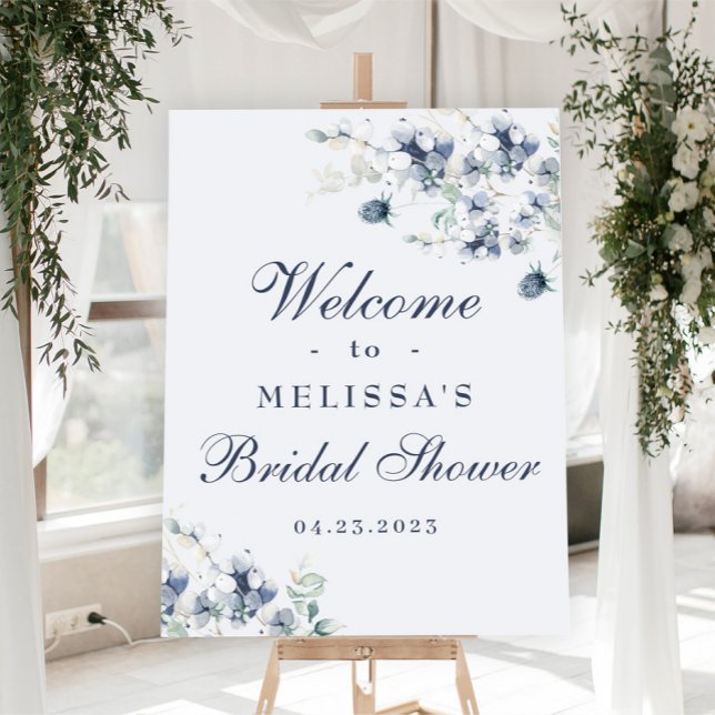 Elegant Dusty Blue Boho Bridal Shower Welcome Foam Board (Creator Uploaded)