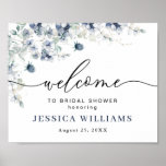 Elegant Dusty Blue Boho Bridal Shower Welcome Sign<br><div class="desc">Welcome guests to your wedding with Elegant Dusty Blue Boho Bridal Shower Welcome Sign,  featuring lush watercolor botanical greenery and white flowers,  with "welcome to our happily ever after, " your names,  and wedding date in a chic mix of modern block and hand lettered calligraphy typefaces.</div>