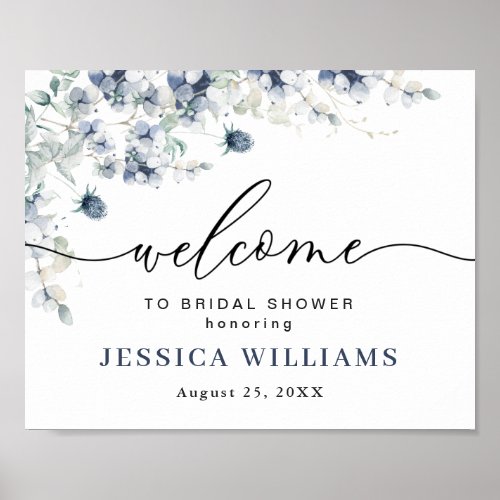 Elegant Dusty Blue Boho Bridal Shower Welcome Sign