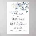 Elegant Dusty Blue Boho Bridal Shower Welcome Sign<br><div class="desc">Welcome guests to your wedding with Elegant Dusty Blue Boho Bridal Shower Welcome Sign,  featuring lush watercolor botanical greenery and white flowers,  with "welcome to our happily ever after, " your names,  and wedding date in a chic mix of modern block and hand lettered calligraphy typefaces.</div>