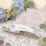 Elegant Dusty Blue Boho Floral Bridesmaid Name Waiter's Corkscrew<br><div class="desc">These beautiful corkscrews are designed as gifts for your bridesmaids or maid of honor. They feature a rustic hand painted watercolor design with dusty blue roses and flowers on a white background and her name in the middle. Perfect way to thank her or invite her to be a part of...</div>