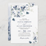 Elegant Dusty Blue Boho Winter Foliage Wedding Invitation<br><div class="desc">This high-quality design is easy to customize to match your wedding colors,  styles and theme.
 For further customization,  please click the "customize further" link and use our design tool to modify this template. 
 If you need help changing the back side or with matching items,  please contact me.</div>