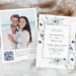 Elegant Dusty Blue Boho Winter Foliage Wedding Invitation<br><div class="desc">This high-quality design is easy to customize to match your wedding colors,  styles and theme.
 For further customization,  please click the "customize further" link and use our design tool to modify this template. 
 If you need help changing the back side or with matching items,  please contact me.</div>