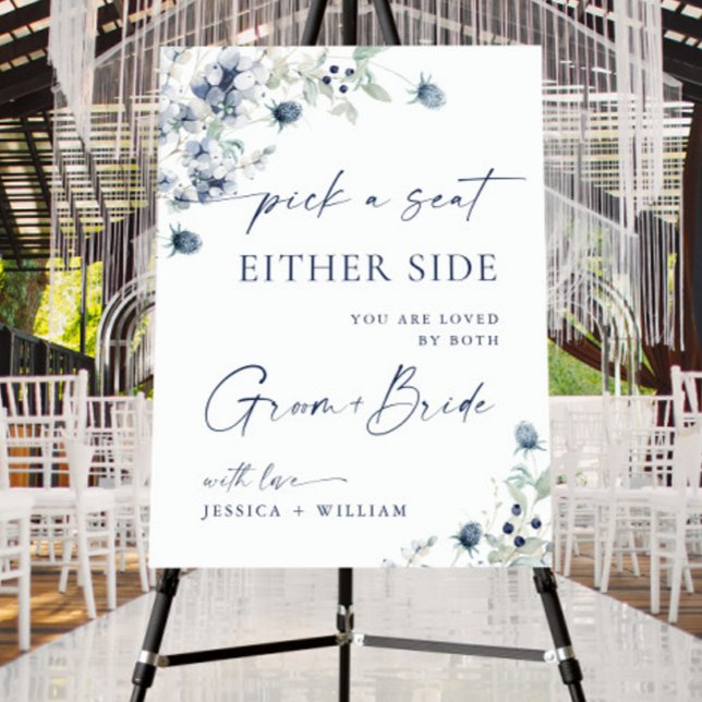 Elegant Dusty Blue Boho Winter Wedding Welcome Foam Board (Creator Uploaded)