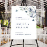 Elegant Dusty Blue Boho Winter Wedding Welcome Foam Board<br><div class="desc">For further customization,  please click the "customize further" link and use our design tool to modify this template.
If you need a help,  contact me,  please.</div>
