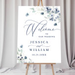 Elegant Dusty Blue Boho Winter Wedding Welcome Foam Board<br><div class="desc">For further customization,  please click the "customize further" link and use our design tool to modify this template.
If you need a help,  contact me,  please.</div>