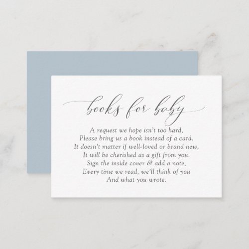Elegant Dusty Blue Books for Baby Request Enclosure Card