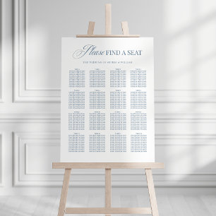 Elegant Dusty Blue Border   Wedding Seating Chart Foam Board