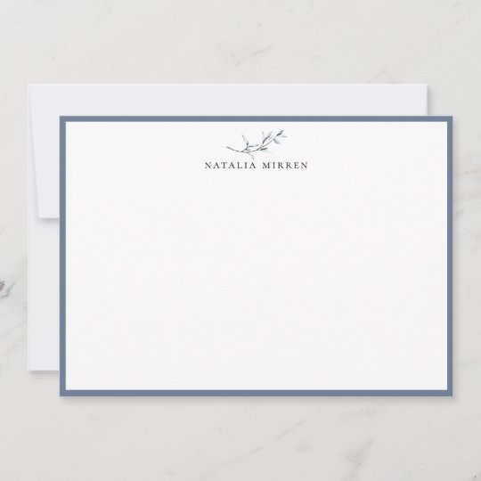 Elegant Dusty Blue Botanical Branch Note Card