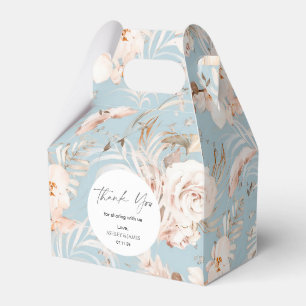 Elegant dusty blue botanical floral garden wedding favor boxes