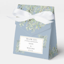 Elegant Dusty Blue Botanical Greenery Wedding Favor Boxes