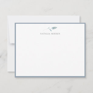 Elegant Dusty Blue Botanical Note Card