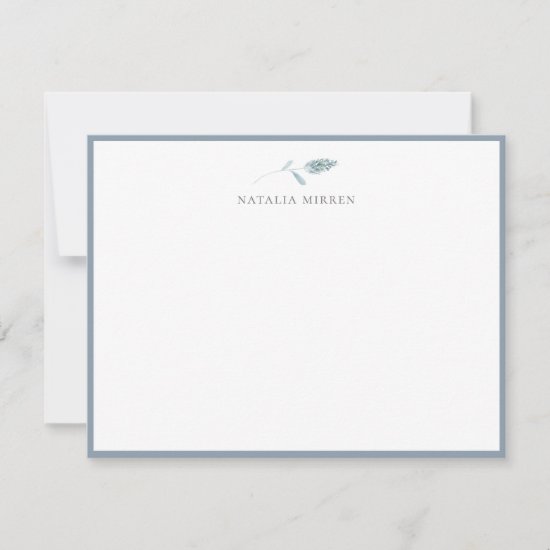 Elegant Dusty Blue Botanical Note Card