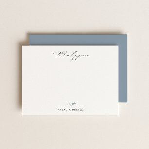 Elegant Dusty Blue Botanical Thank You Note Card