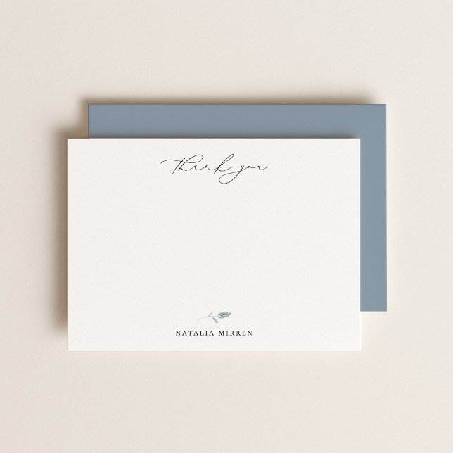 Elegant Dusty Blue Botanical Thank You Note Card (Creator Uploaded)