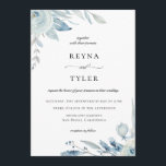 Elegant Dusty Blue Botanical Wedding Invitation<br><div class="desc">Beautiful dusty blue botanical watercolor flowers and soft foliage,  wedding invitation. Back of card features solid pastel illusion blue color.  Elegant and classic typography design style.</div>