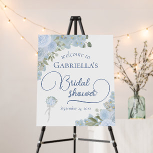 Elegant Dusty Blue Bouquet Bridal Shower Welcome Foam Board