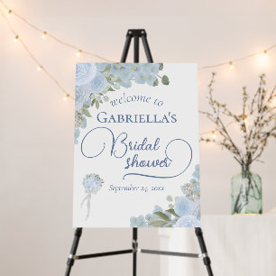 Elegant Dusty Blue Bouquet Bridal Shower Welcome Foam Board