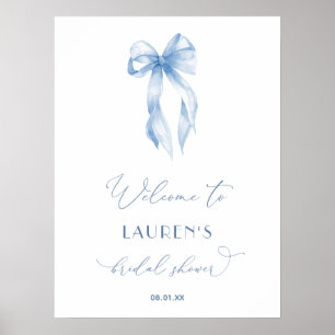 Elegant Dusty Blue Bow Bridal Shower Welcome Sign
