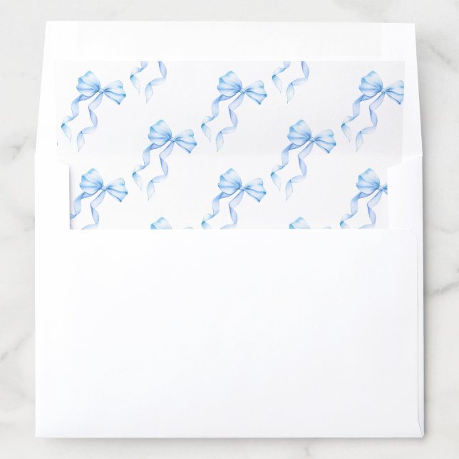 Elegant Dusty Blue Bow Coquette Bridal Shower Envelope Liner (In Envelope)