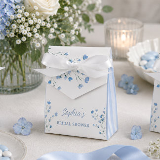 Elegant Dusty Blue Bow Coquette Bridal Shower Favor Boxes