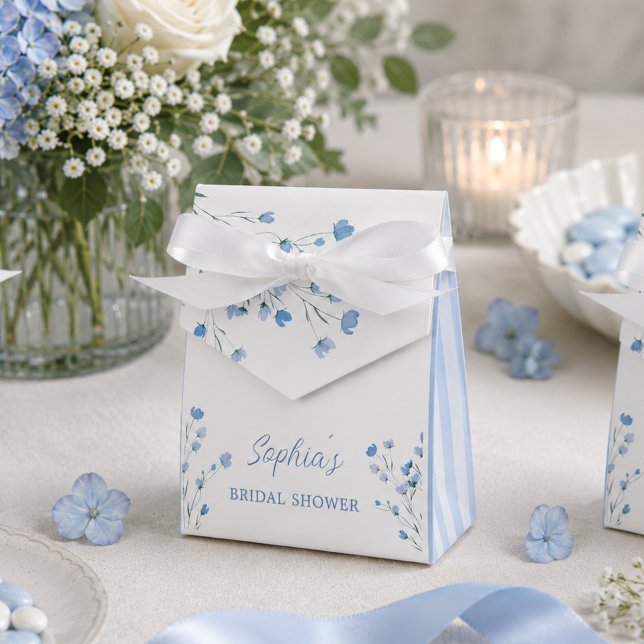 Elegant Dusty Blue Bow Coquette Bridal Shower Favor Boxes (Elegant Blue bow Coquette bridal Shower Thank you favor gift boxes)