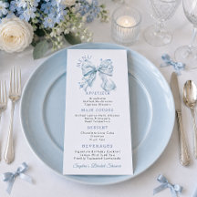 Elegant Dusty Blue Bow Coquette Flat Menu