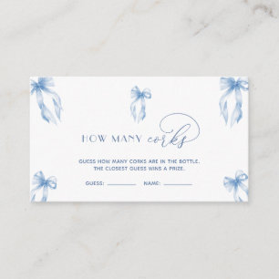 Elegant Dusty Blue Bow Guess How Many Corks Game  Enclosure Card