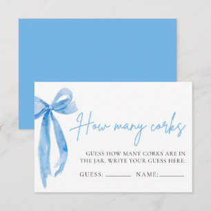 Elegant Dusty Blue Bow Guess How Many Corks Game Invitation