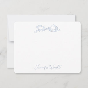 Elegant Dusty Blue Bow Personalized Stationery Note Card