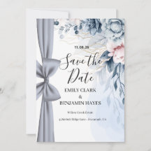 Elegant Dusty Blue Bow Wedding