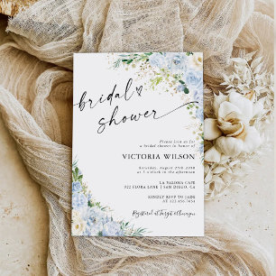 Elegant Dusty Blue Bridal Shower Invitation