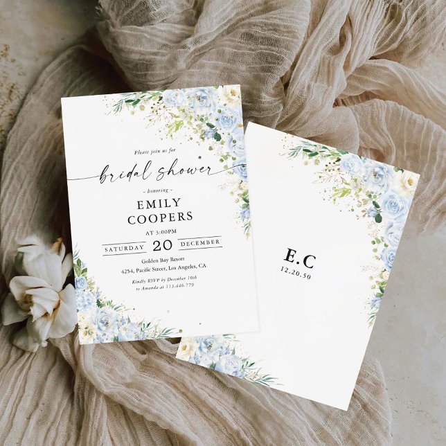 Elegant Dusty Blue Bridal Shower Invitation (Creator Uploaded)