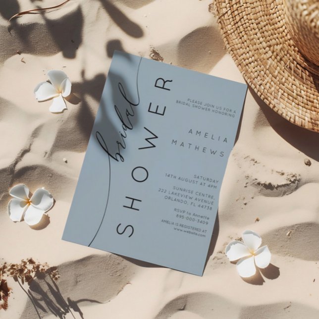 Elegant Dusty Blue Bridal Shower Invitation (Creator Uploaded)