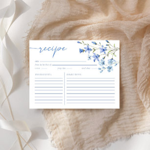 Elegant Dusty Blue Bridal Shower Recipe Card