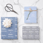 Elegant Dusty Blue Bride Groom Names Weddings Wrapping Paper Sheets<br><div class="desc">Simple,  dusty blue,  elegant,  Wedding wrapping paper. Modern Mr and Mrs,  bride and groom wrapping paper. You can personalize it with your names and date.</div>